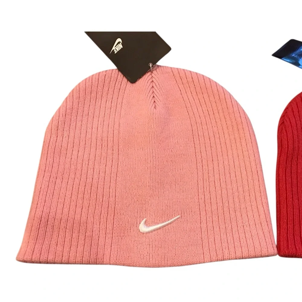 VTG NWT 2 YOUTH NIKE Size‎ 7-16 TOBOGGAN/BEANIE LIGHT PINK/ HOT PINK NIKE LOGO - Picture 3 of 5